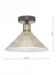 Semi Flush Prismatic Glass Ceiling Light, Clear/Brass