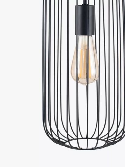 Tall Metal Wire Ceiling Light, Black